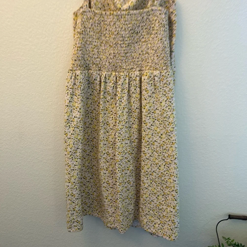 Old Navy Yellow Flower Linen-Blend Floral Mini Dress for Women Large
